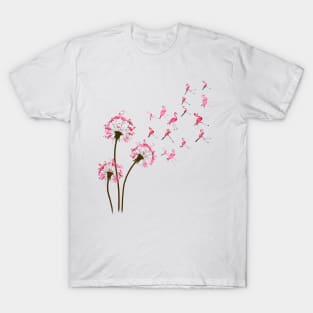 Flamingo Dandelion Flower T-Shirt